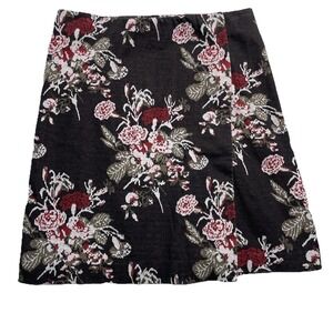 J. Jill Skirt Women's M Medium Floral Faux Wrap Knit Pull On Stretch